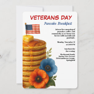Veteranen-Tag Pfannkuchen-Frühstücksfeier Einladung
