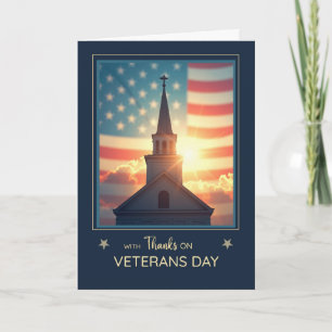Veteranen-Tag Religiöser Dank Kirchen-Turm-Flagge Karte