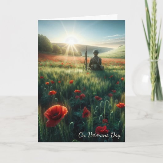 Veteranen-Tagessoldat auf einem Mohnfeld Karte (Vorderseite)