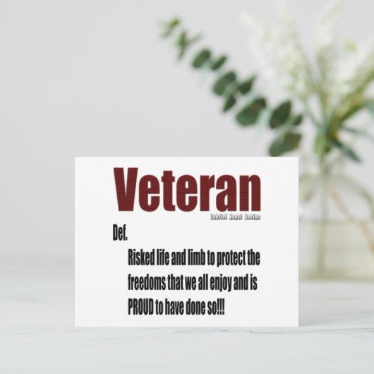 Veteranendefinition Postkarte (Stehend Vorderseite)