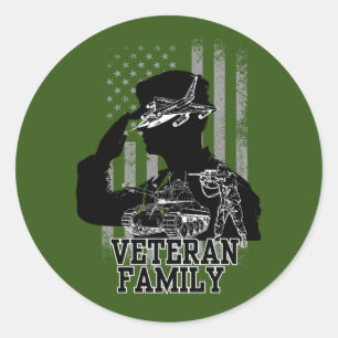 Veteranenfamilie Runder Aufkleber