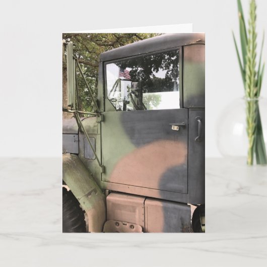 Veteranentag - Campingwagen mit Flagge Feiertagskarte (Vorderseite)