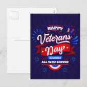 Veteranentag Feiertagspostkarte (Vorne/Hinten)