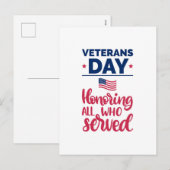 Veteranentag Feiertagspostkarte (Vorne/Hinten)