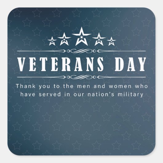 Veteranentag Quadratischer Aufkleber (Vorderseite)