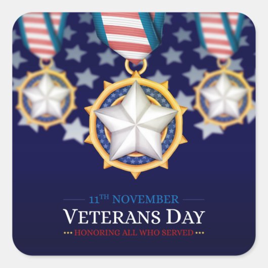 Veteranentag Quadratischer Aufkleber (Vorderseite)