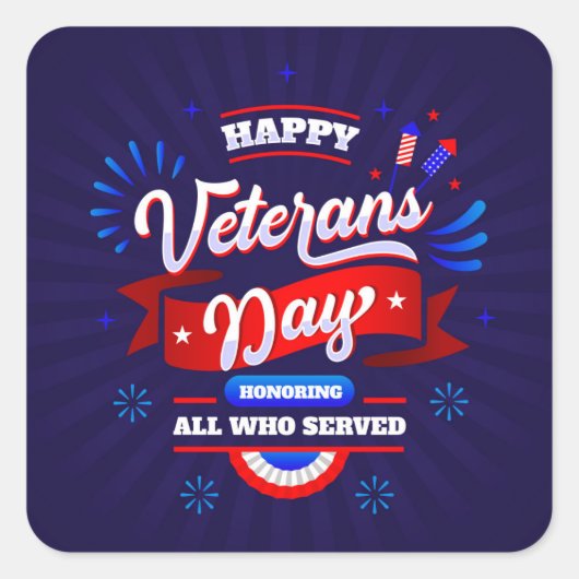 Veteranentag Quadratischer Aufkleber (Vorderseite)