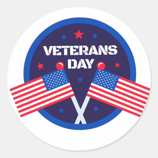 Veteranentag Runder Aufkleber (Vorderseite)