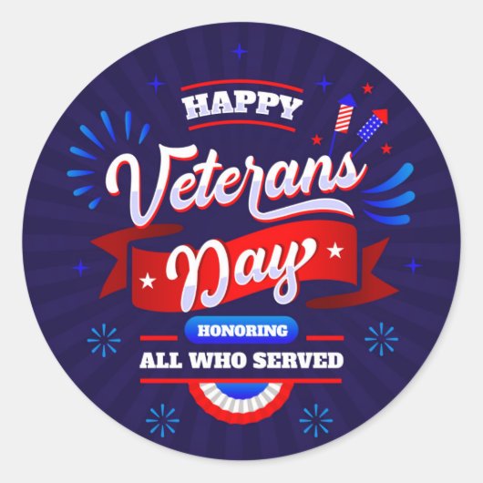 Veteranentag Runder Aufkleber (Vorderseite)