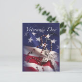 Veteranentagskreuz und -flagge postkarte (Stehend Vorderseite)