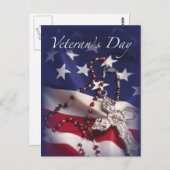 Veteranentagskreuz und -flagge postkarte (Vorne/Hinten)
