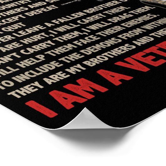 Veteran's Credo Ich bin ein Veteran Stolz jetzt St Poster (Ecke)