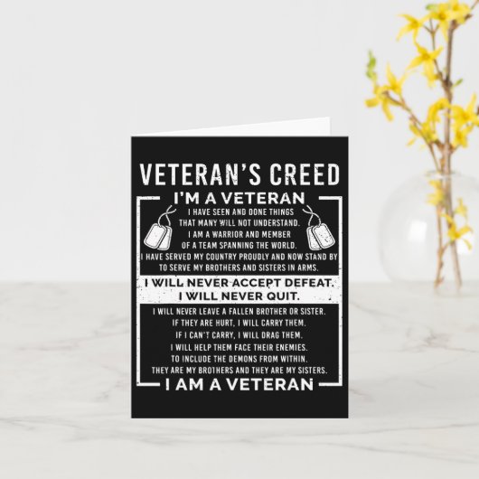 Veterans Creed Patriot War USA Oath Opa Karte (Gelbe Blume)