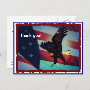 Veterans Day American Flag and Eagle Postcard Postkarte