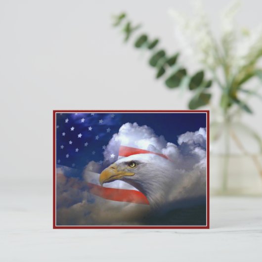 Veterans Day American Flag and Eagle Postcard Postkarte (Stehend Vorderseite)