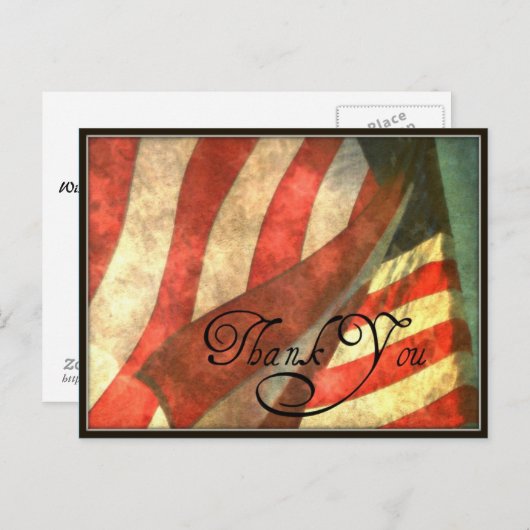 Veterans Day American Flag Danke Postcard Postkarte (Vorne/Hinten)
