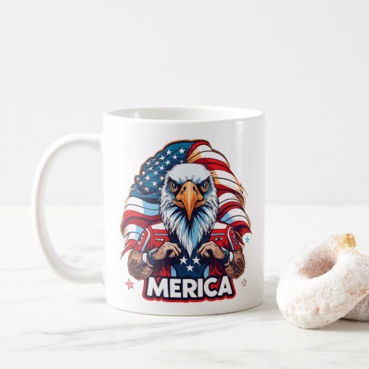 Veterans Day American Flag Merica Patriotic Eagle Kaffeetasse (Mit Donut)