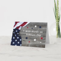 Veterans Day American Flag on Wood with Stars