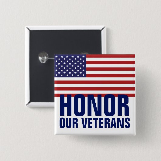 Veterans Day Button - USA Flag (Vorne & Hinten)