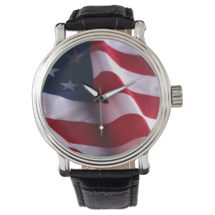 Veteran's Day Danke, Patriotic American Flag Armbanduhr