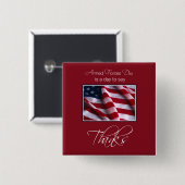 Veteran's Day Danke, Patriotic American Flag Button (Vorne & Hinten)