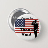 Veteran's Day Danke! Soldier Saluting Flag Button (Vorne & Hinten)