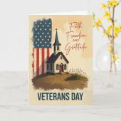 Veterans Day Faith Freedom and Gratitude Chapel Karte (Gelbe Blume)