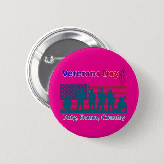 Veterans Day hot pink Button (Vorne & Hinten)