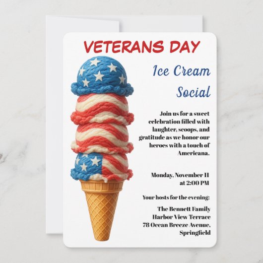 Veterans Day | Ice cream social party Einladung (Vorderseite)