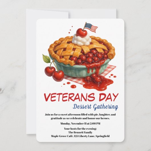 Veterans Day Invitation | Cherry Pie Celebration Einladung (Vorderseite)
