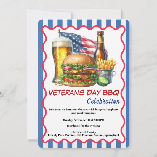 Veterans Day Invitation | Honoring Heroes BBQ Einladung (Vorderseite)