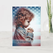 Veterans Day Little American Girl Prachen Karte (Vorderseite)