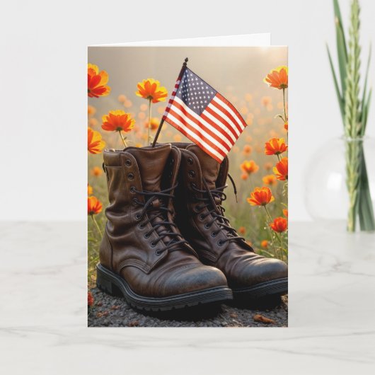Veterans Day Military Combat Boots and Flag Karte (Vorderseite)