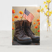 Veterans Day Military Combat Boots and Flag Karte (Gelbe Blume)