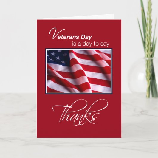 Veterans Day Patriotic American Flag Danke an Red (Vorderseite)