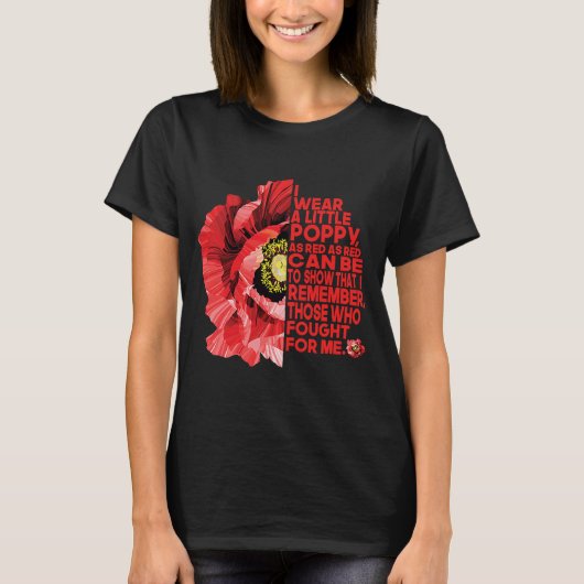 Veterans Day Red Poppy Ich trage einen Mohn T-Shirt (Vorderseite)