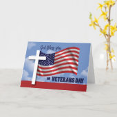 Veterans Day Religious White Cross American Flag Karte (Gelbe Blume)