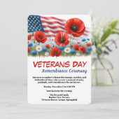 Veterans Day | Remembrance Ceremony Einladung (Stehend Vorderseite)