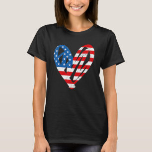 Veterans Day USA Flag Partiotic Heart Mens & Women T-Shirt