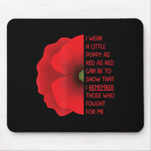 Veterans Day USA Memorial Lest We vergessen Red Po Mousepad