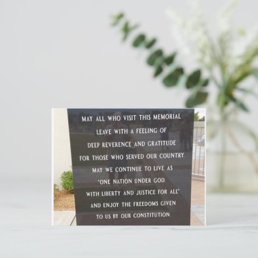 Veterans Memorial Postkarte (Stehend Vorderseite)