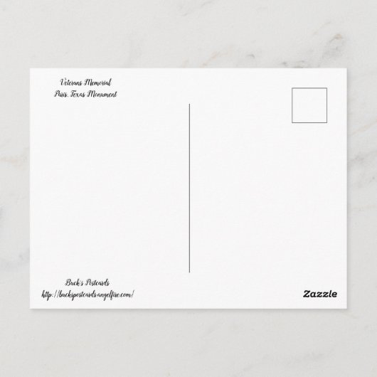 Veterans Memorial Postkarte (Rückseite)