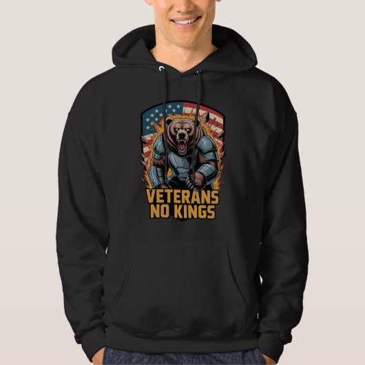 Veterans No Kings Graphic Bear Hoodie (Vorderseite)