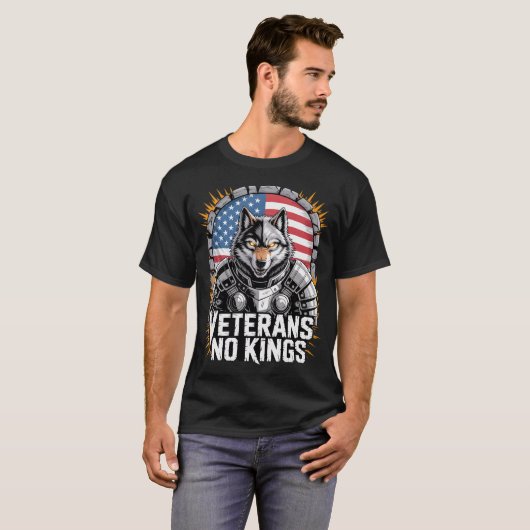 Veterans No Kings Wolf Design for Proud Military T-Shirt (Vorne ganz)