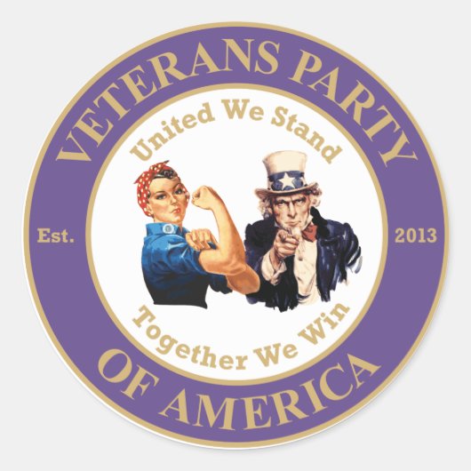 Veterans Party of America Circle Logo Aufkleber Lg (Vorderseite)