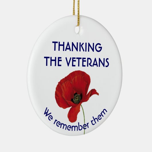 VETERANS wir erinnern sie Mohn Keramik Ornament (Rechts)