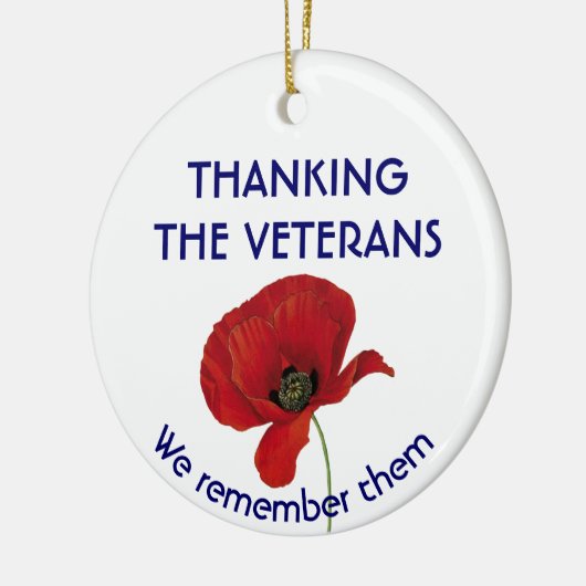 VETERANS wir erinnern sie Mohn Keramik Ornament (Links)