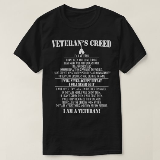 Veteranx27s creed Ix27m a veteran 2 T-Shirt (Design vorne)