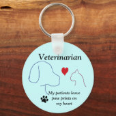 Veterinär- Paw Prints auf meinem Herzen #2 Schlüsselanhänger (Vorderseite)
