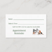 Veterinär- und Haustierdienste Visitenkarte (Rückseite)